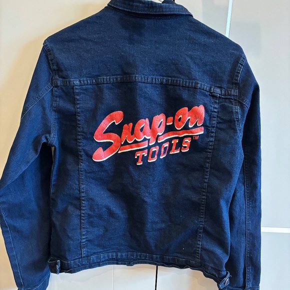 VTG SNAP-ON Tools Denim Jacket Woman's Size Medium Navy Blue Fade Workwe… - Picture 2 of 9